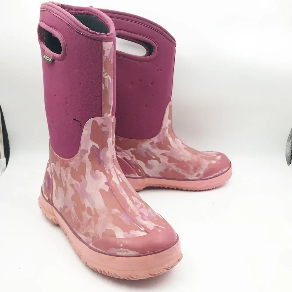 BOGS Neoprene Pink Camo Rain Snow Boots Youth 5 Outdoor Winter Waterproof